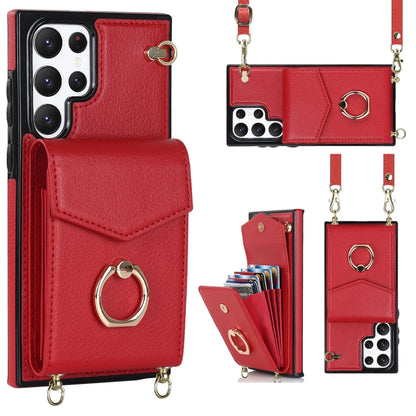 Ring Holder RFID Card Slot Phone Case with Long Lanyard, For iPhone 14, For iPhone 14 Plus, For iPhone 14 Pro, For iPhone 14 Pro Max, For Samsung Galaxy S22 5G, For Samsung Galaxy S22+ 5G, For Samsung Galaxy S22 Ultra 5G, For Samsung Galaxy S23 5G     ...