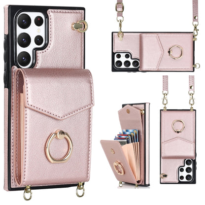 Ring Holder RFID Card Slot Phone Case with Long Lanyard, For iPhone 14, For iPhone 14 Plus, For iPhone 14 Pro, For iPhone 14 Pro Max, For Samsung Galaxy S22 5G, For Samsung Galaxy S22+ 5G, For Samsung Galaxy S22 Ultra 5G, For Samsung Galaxy S23 5G     ...