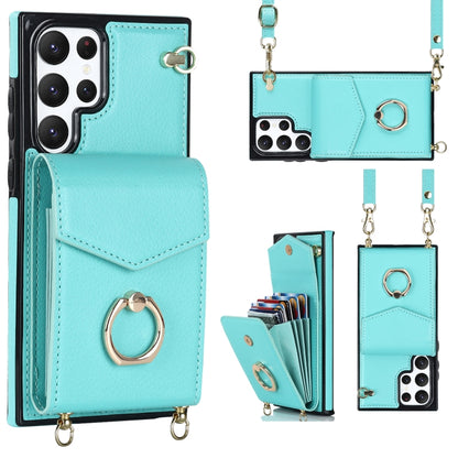 Ring Holder RFID Card Slot Phone Case with Long Lanyard, For iPhone 14, For iPhone 14 Plus, For iPhone 14 Pro, For iPhone 14 Pro Max, For Samsung Galaxy S22 5G, For Samsung Galaxy S22+ 5G, For Samsung Galaxy S22 Ultra 5G, For Samsung Galaxy S23 5G     ...