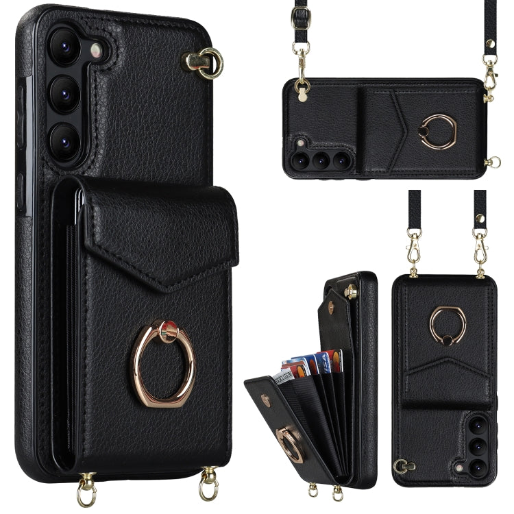 Ring Holder RFID Card Slot Phone Case with Long Lanyard, For iPhone 14, For iPhone 14 Plus, For iPhone 14 Pro, For iPhone 14 Pro Max, For Samsung Galaxy S22 5G, For Samsung Galaxy S22+ 5G, For Samsung Galaxy S22 Ultra 5G, For Samsung Galaxy S23 5G     ...