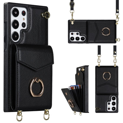 Ring Holder RFID Card Slot Phone Case with Long Lanyard, For Samsung Galaxy S23 Ultra 5G