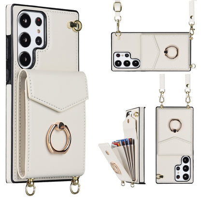 Ring Holder RFID Card Slot Phone Case with Long Lanyard, For Samsung Galaxy S23 Ultra 5G