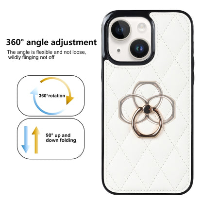 Rhombic PU Leather Phone Case with Ring Holder, For iPhone 14, For iPhone 14 Plus, For iPhone 14 Pro, For iPhone 14 Pro Max, For iPhone 13 mini, For iPhone 13