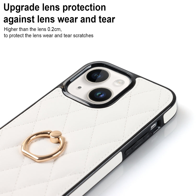 Rhombic PU Leather Phone Case with Ring Holder, For iPhone 14, For iPhone 14 Plus, For iPhone 14 Pro, For iPhone 14 Pro Max, For iPhone 13 mini, For iPhone 13