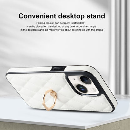 Rhombic PU Leather Phone Case with Ring Holder, For iPhone 14, For iPhone 14 Plus, For iPhone 14 Pro, For iPhone 14 Pro Max, For iPhone 13 mini, For iPhone 13