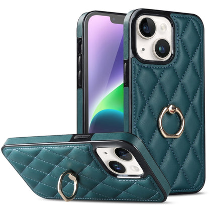 Rhombic PU Leather Phone Case with Ring Holder, For iPhone 14, For iPhone 14 Plus, For iPhone 14 Pro, For iPhone 14 Pro Max, For iPhone 13 mini, For iPhone 13