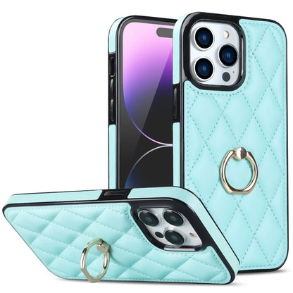 Rhombic PU Leather Phone Case with Ring Holder, For iPhone 14, For iPhone 14 Plus, For iPhone 14 Pro, For iPhone 14 Pro Max, For iPhone 13 mini, For iPhone 13