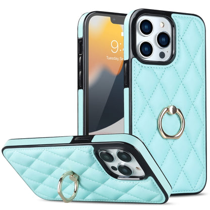 Rhombic PU Leather Phone Case with Ring Holder, For iPhone 13 Pro, For iPhone 13 Pro Max, For iPhone 12 mini, For iPhone 12 / 12 Pro, For iPhone 12 Pro Max, For iPhone 11