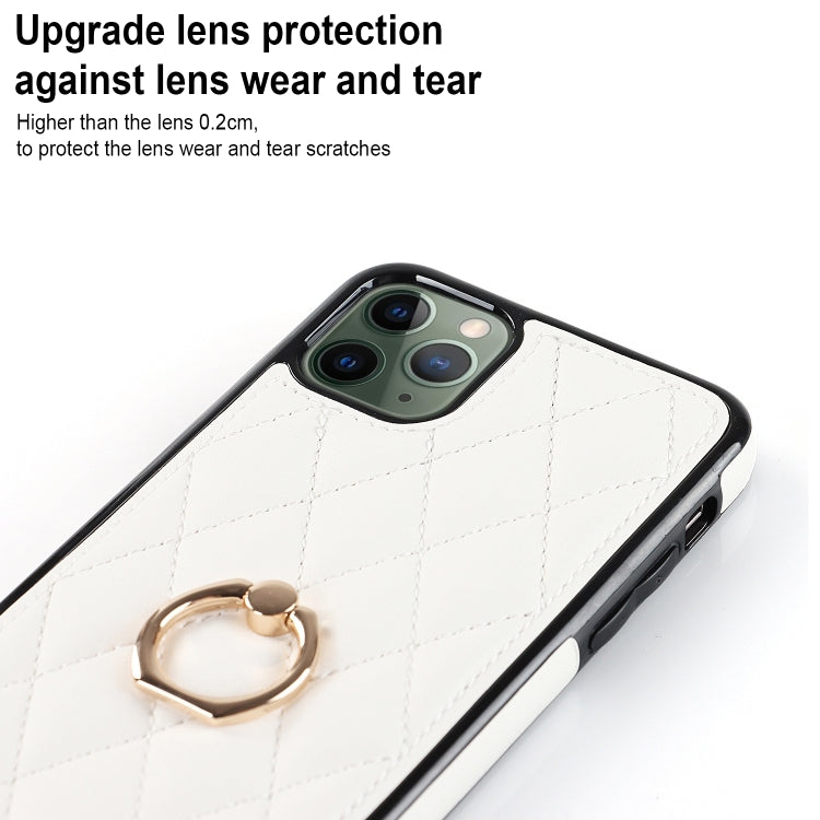 Rhombic PU Leather Phone Case with Ring Holder, For iPhone 11 Pro, For iPhone 11 Pro Max, For iPhone X / XS, For iPhone XR, For iPhone XS Max, For iPhone SE 2020 / SE 2022 / 7 / 8
