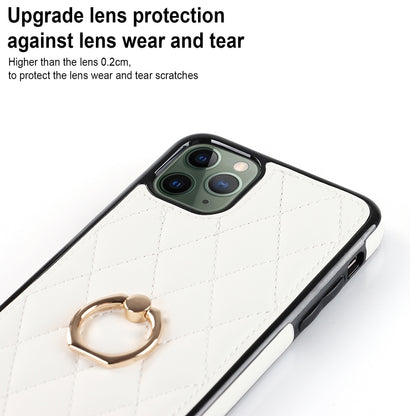Rhombic PU Leather Phone Case with Ring Holder, For iPhone 11 Pro, For iPhone 11 Pro Max, For iPhone X / XS, For iPhone XR, For iPhone XS Max, For iPhone SE 2020 / SE 2022 / 7 / 8