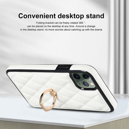 Rhombic PU Leather Phone Case with Ring Holder, For iPhone 11 Pro, For iPhone 11 Pro Max, For iPhone X / XS, For iPhone XR, For iPhone XS Max, For iPhone SE 2020 / SE 2022 / 7 / 8