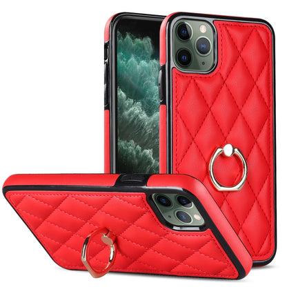Rhombic PU Leather Phone Case with Ring Holder, For iPhone 11 Pro, For iPhone 11 Pro Max, For iPhone X / XS, For iPhone XR, For iPhone XS Max, For iPhone SE 2020 / SE 2022 / 7 / 8
