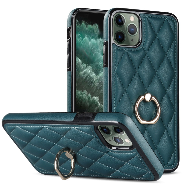 Rhombic PU Leather Phone Case with Ring Holder, For iPhone 11 Pro, For iPhone 11 Pro Max, For iPhone X / XS, For iPhone XR, For iPhone XS Max, For iPhone SE 2020 / SE 2022 / 7 / 8