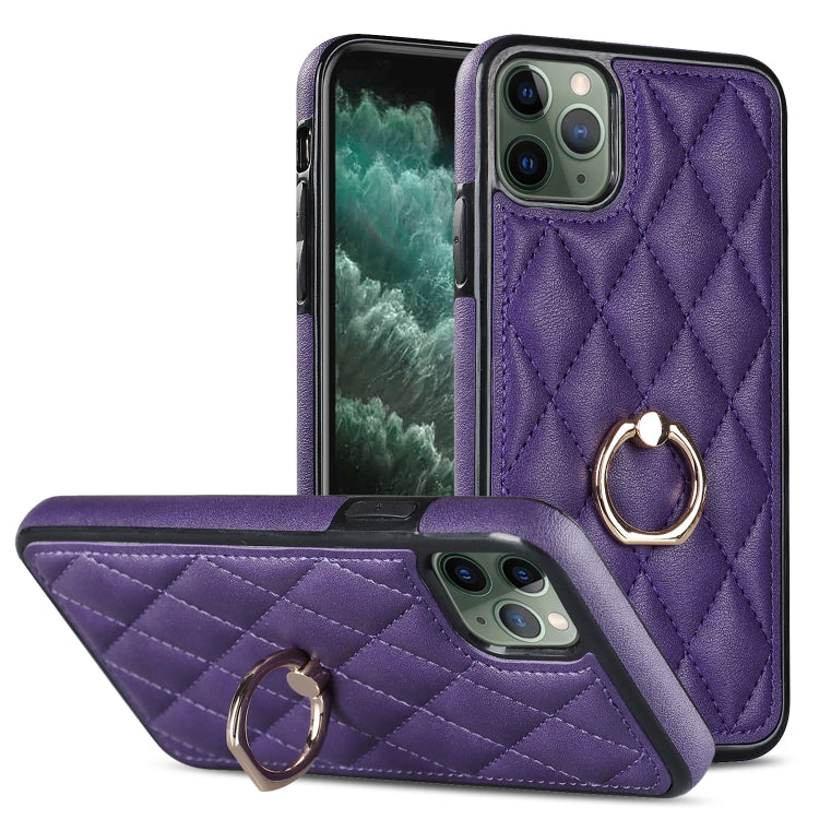 Rhombic PU Leather Phone Case with Ring Holder, For iPhone 11 Pro, For iPhone 11 Pro Max, For iPhone X / XS, For iPhone XR, For iPhone XS Max, For iPhone SE 2020 / SE 2022 / 7 / 8