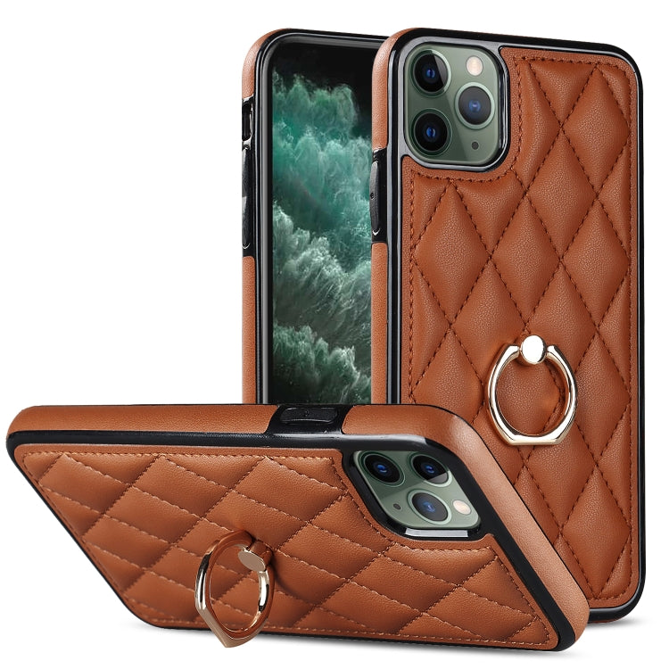 Rhombic PU Leather Phone Case with Ring Holder, For iPhone 11 Pro, For iPhone 11 Pro Max, For iPhone X / XS, For iPhone XR, For iPhone XS Max, For iPhone SE 2020 / SE 2022 / 7 / 8