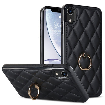 Rhombic PU Leather Phone Case with Ring Holder, For iPhone 11 Pro, For iPhone 11 Pro Max, For iPhone X / XS, For iPhone XR, For iPhone XS Max, For iPhone SE 2020 / SE 2022 / 7 / 8