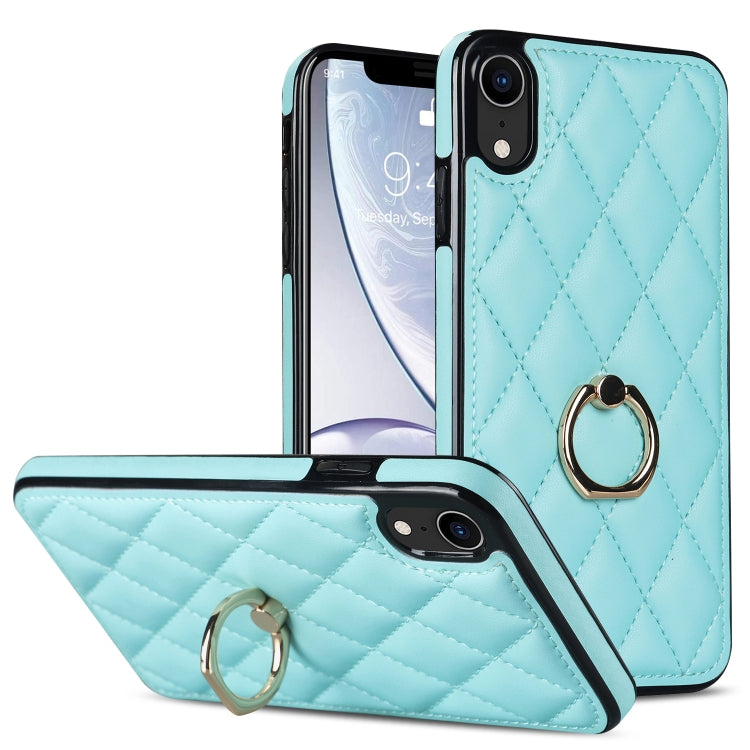 Rhombic PU Leather Phone Case with Ring Holder, For iPhone 11 Pro, For iPhone 11 Pro Max, For iPhone X / XS, For iPhone XR, For iPhone XS Max, For iPhone SE 2020 / SE 2022 / 7 / 8