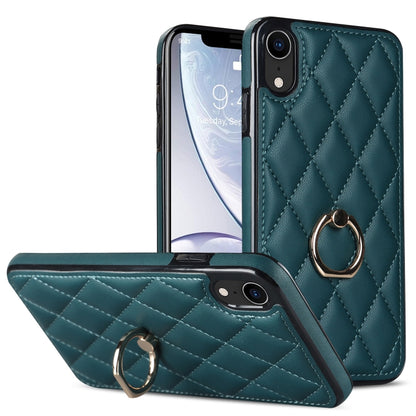 Rhombic PU Leather Phone Case with Ring Holder, For iPhone 11 Pro, For iPhone 11 Pro Max, For iPhone X / XS, For iPhone XR, For iPhone XS Max, For iPhone SE 2020 / SE 2022 / 7 / 8