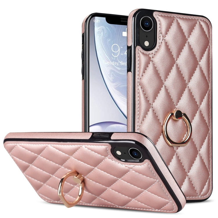 Rhombic PU Leather Phone Case with Ring Holder, For iPhone 11 Pro, For iPhone 11 Pro Max, For iPhone X / XS, For iPhone XR, For iPhone XS Max, For iPhone SE 2020 / SE 2022 / 7 / 8