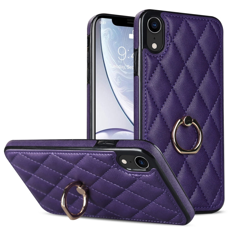 Rhombic PU Leather Phone Case with Ring Holder, For iPhone 11 Pro, For iPhone 11 Pro Max, For iPhone X / XS, For iPhone XR, For iPhone XS Max, For iPhone SE 2020 / SE 2022 / 7 / 8