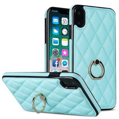 Rhombic PU Leather Phone Case with Ring Holder, For iPhone 11 Pro, For iPhone 11 Pro Max, For iPhone X / XS, For iPhone XR, For iPhone XS Max, For iPhone SE 2020 / SE 2022 / 7 / 8
