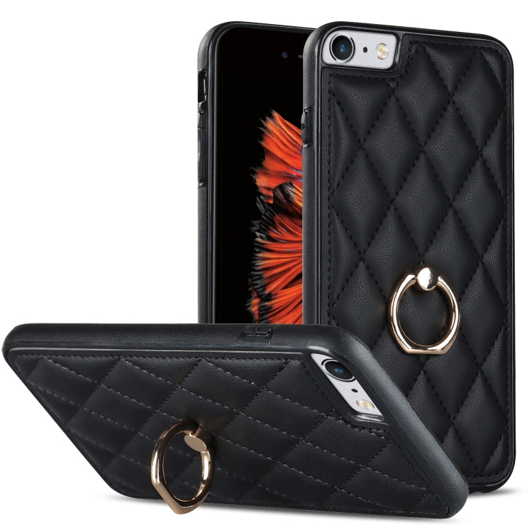 Rhombic PU Leather Phone Case with Ring Holder, For iPhone 11 Pro, For iPhone 11 Pro Max, For iPhone X / XS, For iPhone XR, For iPhone XS Max, For iPhone SE 2020 / SE 2022 / 7 / 8