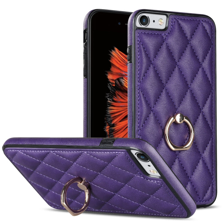 Rhombic PU Leather Phone Case with Ring Holder, For iPhone 11 Pro, For iPhone 11 Pro Max, For iPhone X / XS, For iPhone XR, For iPhone XS Max, For iPhone SE 2020 / SE 2022 / 7 / 8