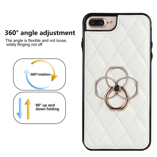 Rhombic PU Leather Phone Case with Ring Holder, For iPhone 7 Plus / 8 Plus