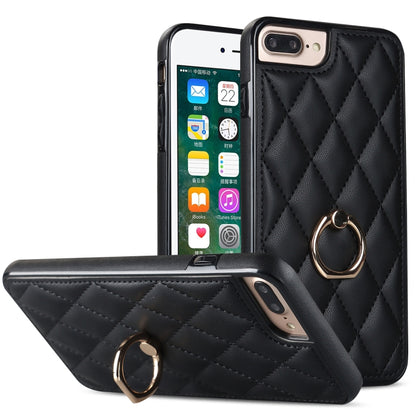 Rhombic PU Leather Phone Case with Ring Holder, For iPhone 7 Plus / 8 Plus