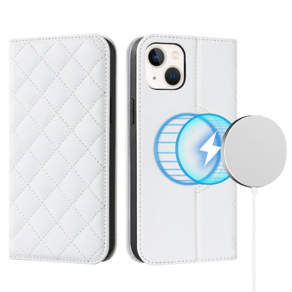 Rhombic MagSafe RFID Anti-Theft Wallet Leather Phone Case, For iPhone 14, For iPhone 14 Plus, For iPhone 14 Pro, For iPhone 14 Pro Max, For iPhone 13 mini, For iPhone 13