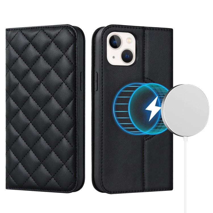 Rhombic MagSafe RFID Anti-Theft Wallet Leather Phone Case, For iPhone 14, For iPhone 14 Plus, For iPhone 14 Pro, For iPhone 14 Pro Max, For iPhone 13 mini, For iPhone 13