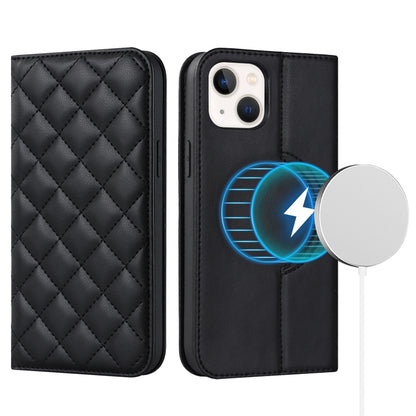 Rhombic MagSafe RFID Anti-Theft Wallet Leather Phone Case, For iPhone 14, For iPhone 14 Plus, For iPhone 14 Pro, For iPhone 14 Pro Max, For iPhone 13 mini, For iPhone 13