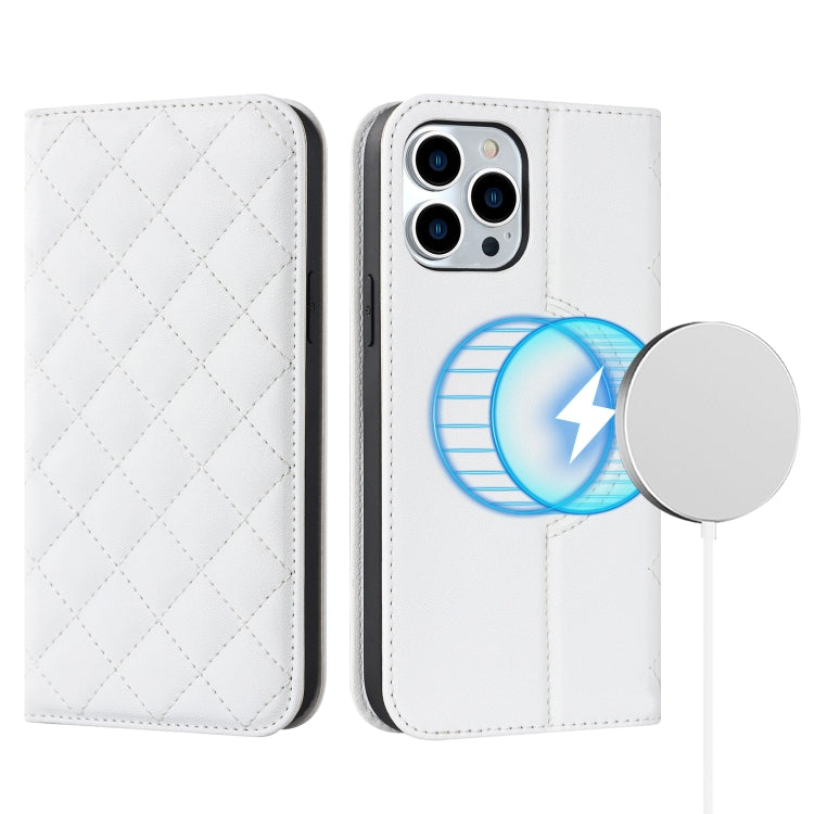 Rhombic MagSafe RFID Anti-Theft Wallet Leather Phone Case, For iPhone 14, For iPhone 14 Plus, For iPhone 14 Pro, For iPhone 14 Pro Max, For iPhone 13 mini, For iPhone 13