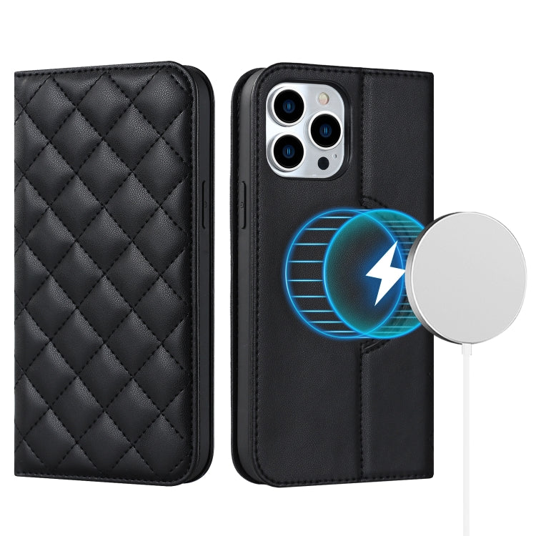 Rhombic MagSafe RFID Anti-Theft Wallet Leather Phone Case, For iPhone 14, For iPhone 14 Plus, For iPhone 14 Pro, For iPhone 14 Pro Max, For iPhone 13 mini, For iPhone 13