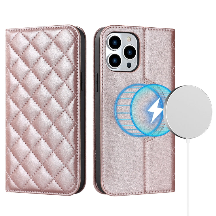 Rhombic MagSafe RFID Anti-Theft Wallet Leather Phone Case, For iPhone 14, For iPhone 14 Plus, For iPhone 14 Pro, For iPhone 14 Pro Max, For iPhone 13 mini, For iPhone 13
