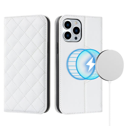 Rhombic MagSafe RFID Anti-Theft Wallet Leather Phone Case, For iPhone 13 Pro, For iPhone 13 Pro Max, For iPhone 12 mini, For iPhone 12 / 12 Pro, For iPhone 12 Pro Max