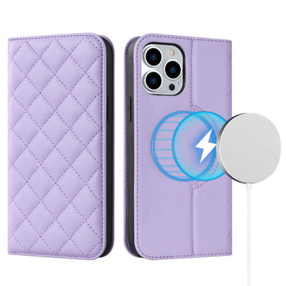 Rhombic MagSafe RFID Anti-Theft Wallet Leather Phone Case, For iPhone 13 Pro, For iPhone 13 Pro Max, For iPhone 12 mini, For iPhone 12 / 12 Pro, For iPhone 12 Pro Max