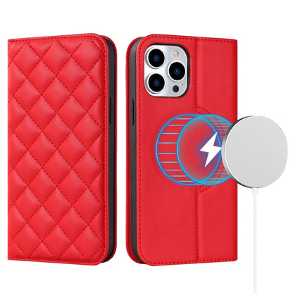 Rhombic MagSafe RFID Anti-Theft Wallet Leather Phone Case, For iPhone 13 Pro, For iPhone 13 Pro Max, For iPhone 12 mini, For iPhone 12 / 12 Pro, For iPhone 12 Pro Max