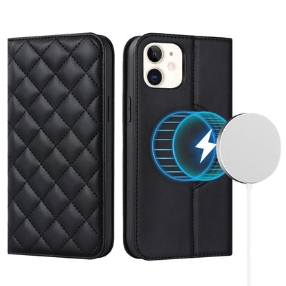 Rhombic MagSafe RFID Anti-Theft Wallet Leather Phone Case, For iPhone 13 Pro, For iPhone 13 Pro Max, For iPhone 12 mini, For iPhone 12 / 12 Pro, For iPhone 12 Pro Max