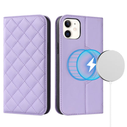 Rhombic MagSafe RFID Anti-Theft Wallet Leather Phone Case, For iPhone 13 Pro, For iPhone 13 Pro Max, For iPhone 12 mini, For iPhone 12 / 12 Pro, For iPhone 12 Pro Max
