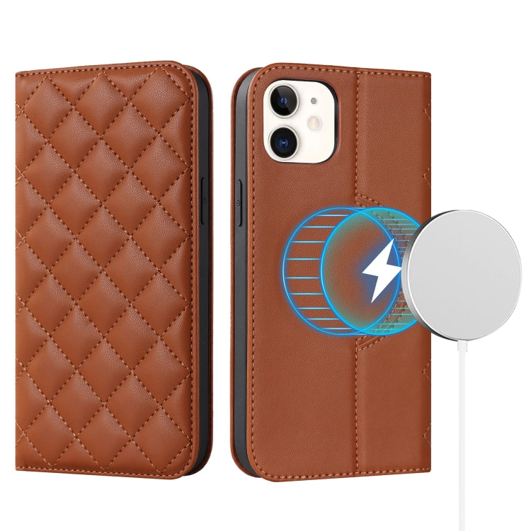 Rhombic MagSafe RFID Anti-Theft Wallet Leather Phone Case, For iPhone 13 Pro, For iPhone 13 Pro Max, For iPhone 12 mini, For iPhone 12 / 12 Pro, For iPhone 12 Pro Max