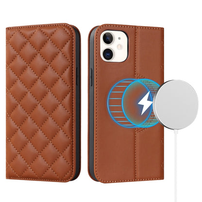 Rhombic MagSafe RFID Anti-Theft Wallet Leather Phone Case, For iPhone 13 Pro, For iPhone 13 Pro Max, For iPhone 12 mini, For iPhone 12 / 12 Pro, For iPhone 12 Pro Max