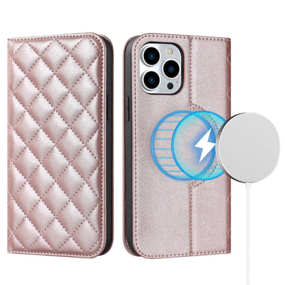 Rhombic MagSafe RFID Anti-Theft Wallet Leather Phone Case, For iPhone 13 Pro, For iPhone 13 Pro Max, For iPhone 12 mini, For iPhone 12 / 12 Pro, For iPhone 12 Pro Max
