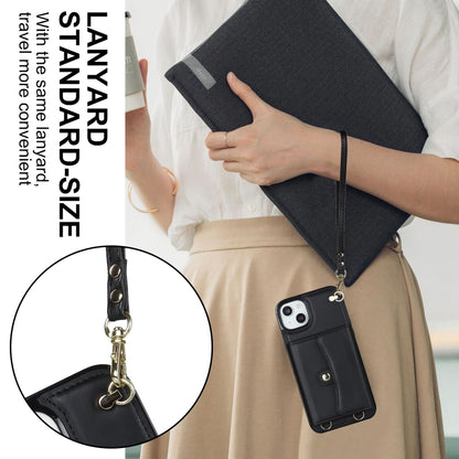 RFID Card Slot Phone Case with Long Lanyard, For iPhone 14 / 13, For iPhone 14 Plus, For iPhone 14 Pro, For iPhone 14 Pro Max, For iPhone 13 Pro Max, For iPhone 12, For iPhone 12 Pro, For iPhone 12 Pro Max