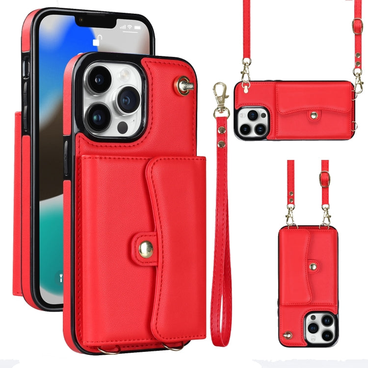 RFID Card Slot Phone Case with Long Lanyard, For iPhone 14 / 13, For iPhone 14 Plus, For iPhone 14 Pro, For iPhone 14 Pro Max, For iPhone 13 Pro Max, For iPhone 12, For iPhone 12 Pro, For iPhone 12 Pro Max