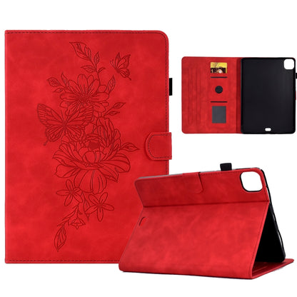Peony Butterfly Embossed Leather Smart Tablet Case, For iPad 10.2 2020/2019 / Air 10.5 2019, For iPad 2025 / 2022, For iPad Air / Air 2 / 9.7 2017 / 9.7 2018, For iPad mini 2024 / mini 6, For iPad mini 5 / 4 / 3 / 2 / 1                                 ...