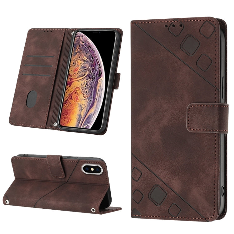 Skin-feel Embossed Leather Phone Case, For iPhone 12 / 12 Pro, For iPhone 12 Pro Max, For iPhone 11, For iPhone 11 Pro Max, For iPhone X / XS, For iPhone XR, For iPhone XS Max, For iPhone SE 2022 / 2020 / 7 / 8