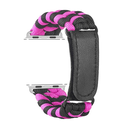Paracord Plain Weave Hook And Loop Fastener Nylon Watch Band, For Apple Watch Series 8&7 41mm / SE 2&6&SE&5&4 40mm, For Apple Watch Ultra 49mm / Series 8&7 45mm / SE 2&6&SE&5&4 44mm