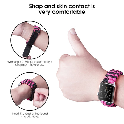 Paracord Plain Weave Hook And Loop Fastener Nylon Watch Band, For Apple Watch Series 8&7 41mm / SE 2&6&SE&5&4 40mm, For Apple Watch Ultra 49mm / Series 8&7 45mm / SE 2&6&SE&5&4 44mm