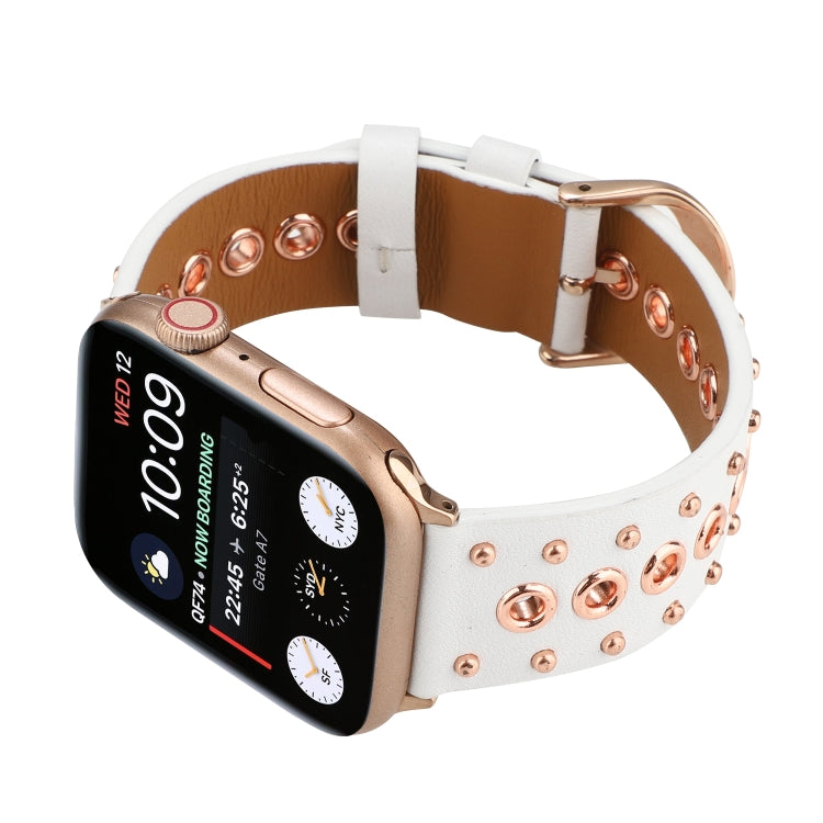 Punk Rivet Genuine Leather Watch Band, For Apple Watch Series 7 41mm / 6 & SE & 5 & 4 40mm, For Apple Watch Ultra 49mm / Series 8&7 45mm / SE 2&6&SE&5&4 44mm
